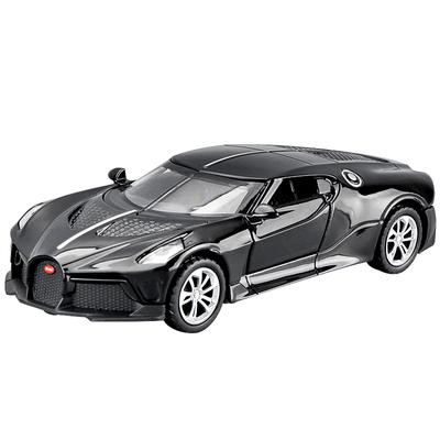 1/36 Bugati La Voiture Noire Alloy Car Model High Simulation Diecasts Toy with Sound and Light Pull Back Vehicles Decoration Toys for Kids Gift