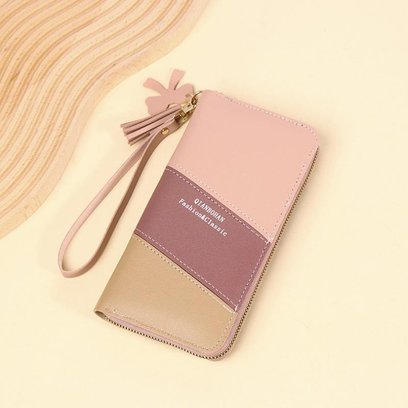 New Wallet Long Women's Zipper Wallet Female Student Color Blocked Versatile Handheld Phone Bag