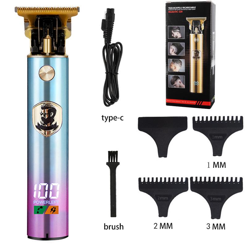 LCD Display Oil Head Hair Clipper Lithium Battery Silent Rechargeable Carving Head Washable Electric Pusher