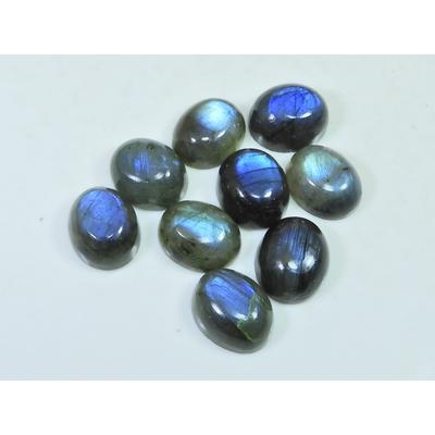 10X12MM Natural Labradorite Blue Fire Oval Cabochon Loose Gemstone 09Pcs Lot C-1052