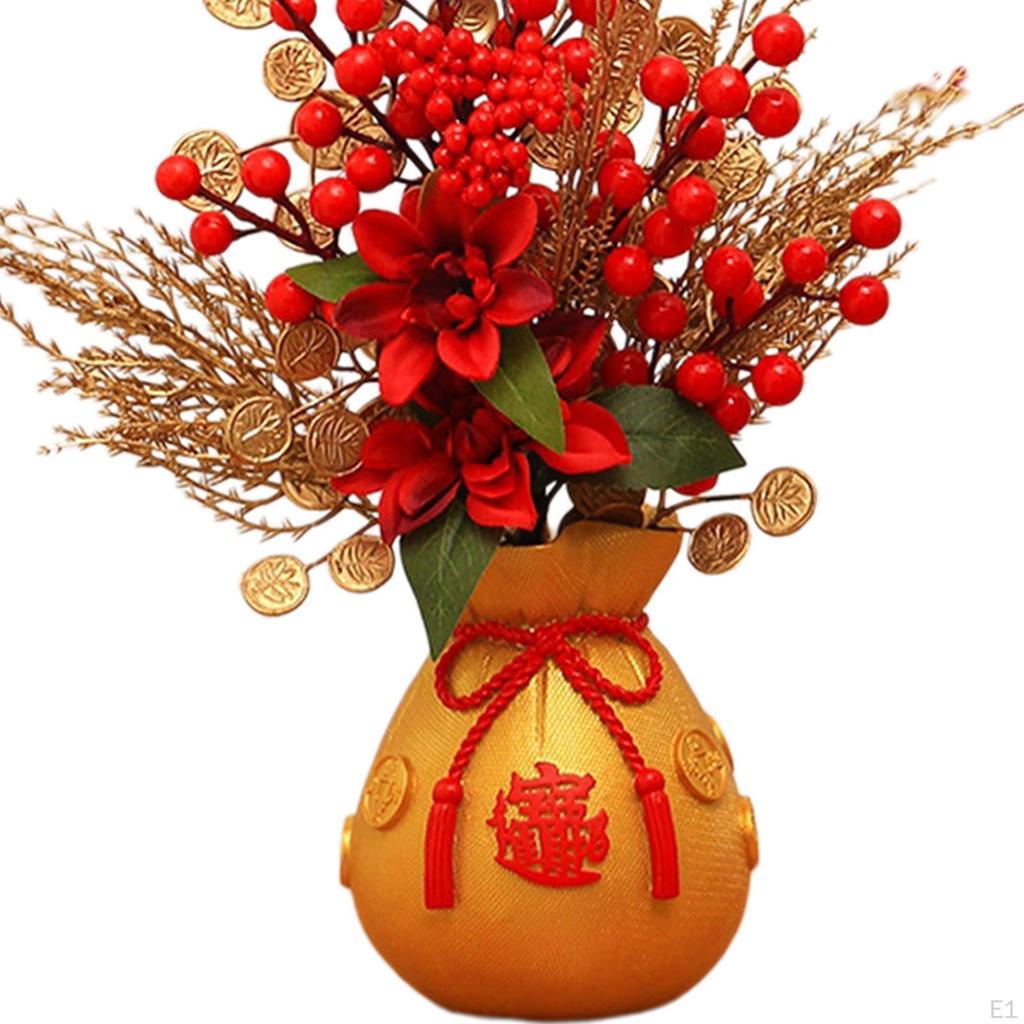 Artificial Flowers Potted Flower Ornaments Decorative Table Centerpieces Year