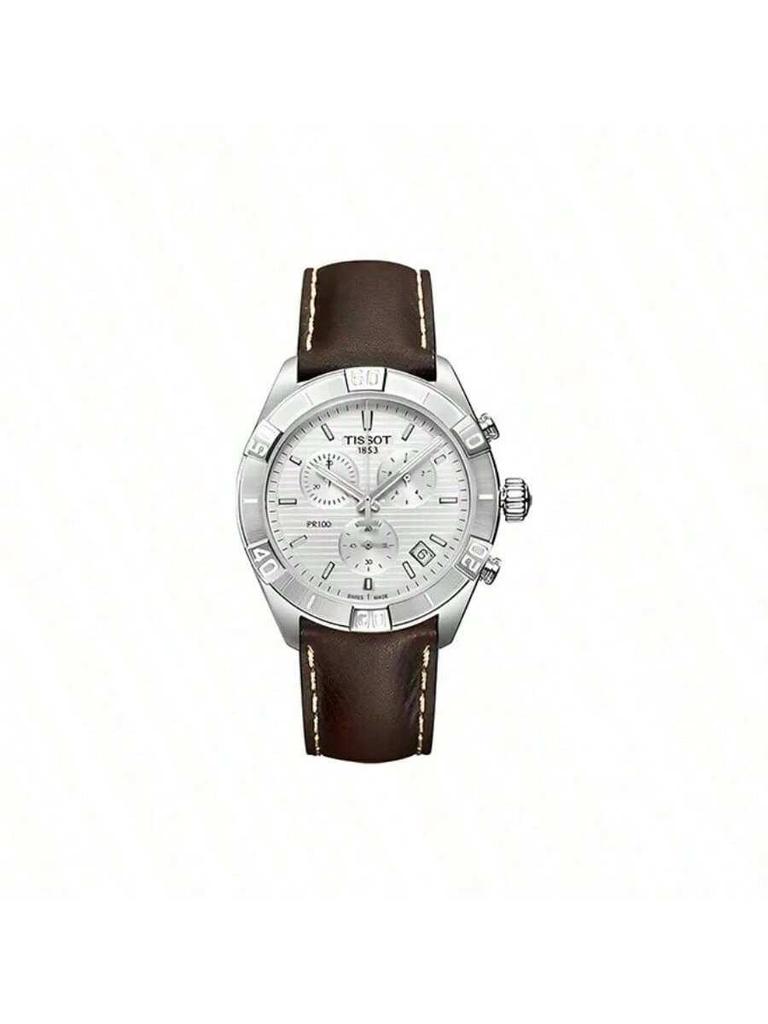 Tissot Mouvement à quartz série PR100, montre homme étanche 100m, modèle Ceres, cadran blanc, boîtier en acier inoxydable, véritable T101.617.16.031.00