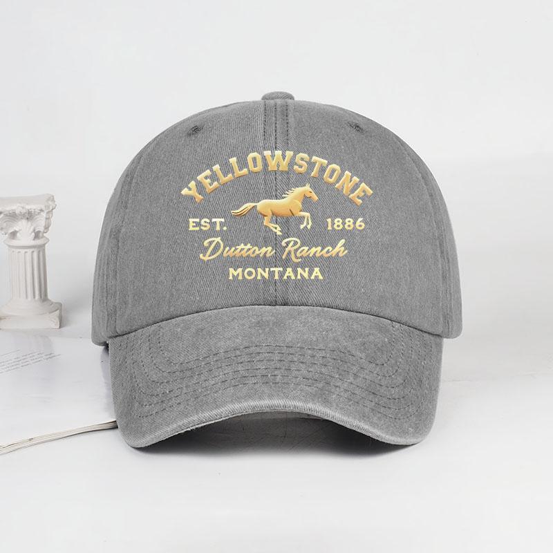 

Yellowstone Horse Print Washed Baseball Cap Lightweight, Breathable, Adjustable Unisex Casual Wear & Camping Yellowstone Fan Gif сірий
