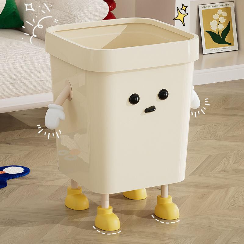 Trash Can Lightweight Cartoon Sturdy Household Large Capacity Trash Can Cute Garbage Bin For Study Home Office Kitchen Bedroom