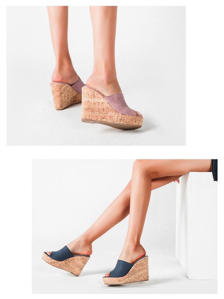 2024 Dames Plus Size Peep Toe Wedge Sandalen: Buitenslippers met hoge hak