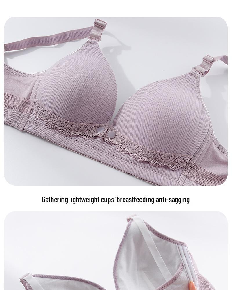 Maternity Nursing Bra: Anti-Sag, Full Support, Front Buckle, Pure Cotton Lining, Thin Design for Pregnancy & Breastfeeding.