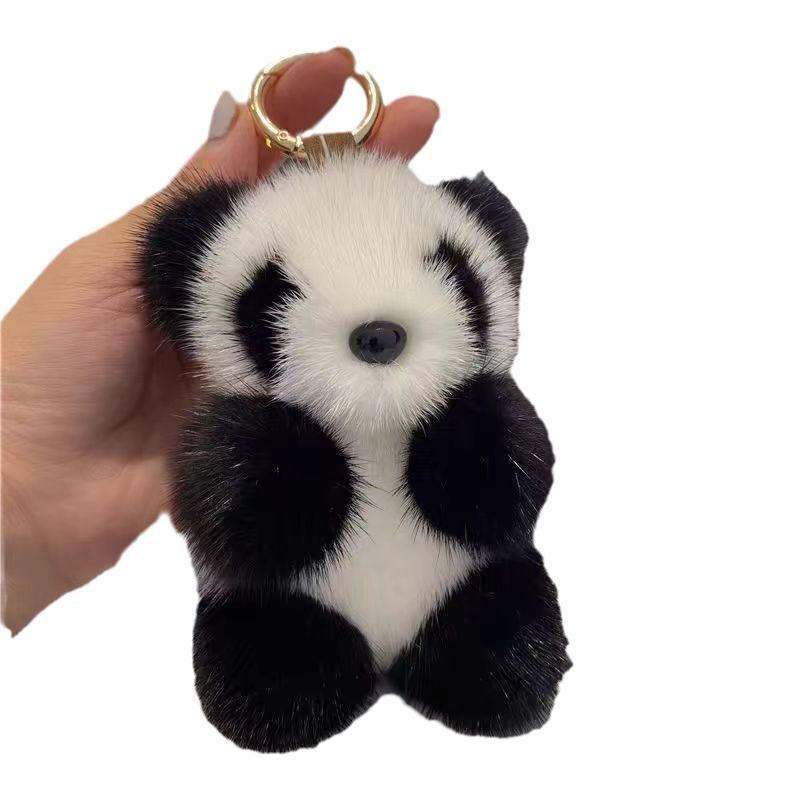 1Pc Small Panda Doll Bag Ornament Keychain Pendant Women Plush Cute