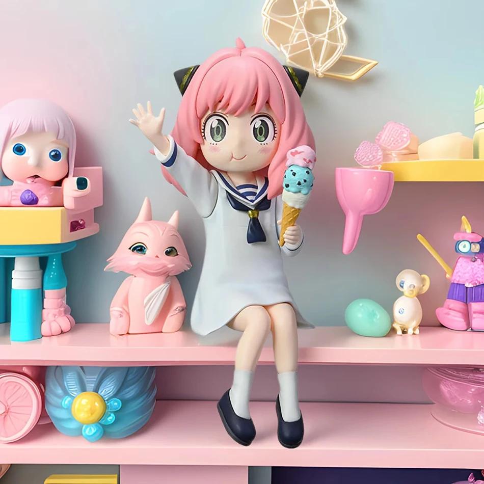 Urocza figurka anime SPY×FAMILY Kawaii Anya Statua z PVC Figurka Kolekcjonerski Model Zabawka Lalka Dekoracja Biurka Zabawki Prezent Urodzinowy dla Dziewczynki