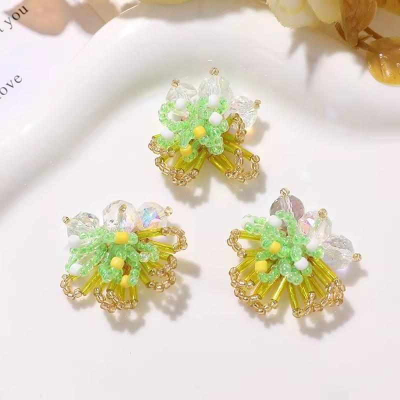 5pcs Crystal Woven Beaded  Flower Cluster Sew On Patch Shoe Flower and Shoe Buckle Accessories Embroidery Appliques Parche Ropa