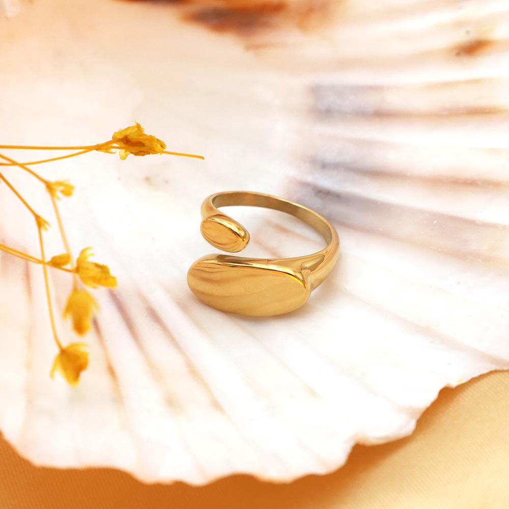 Wind Special-Shaped Smooth Surface Opening Ring Does Not Fade Niche Design 18K Gold Titanium Steel Ring