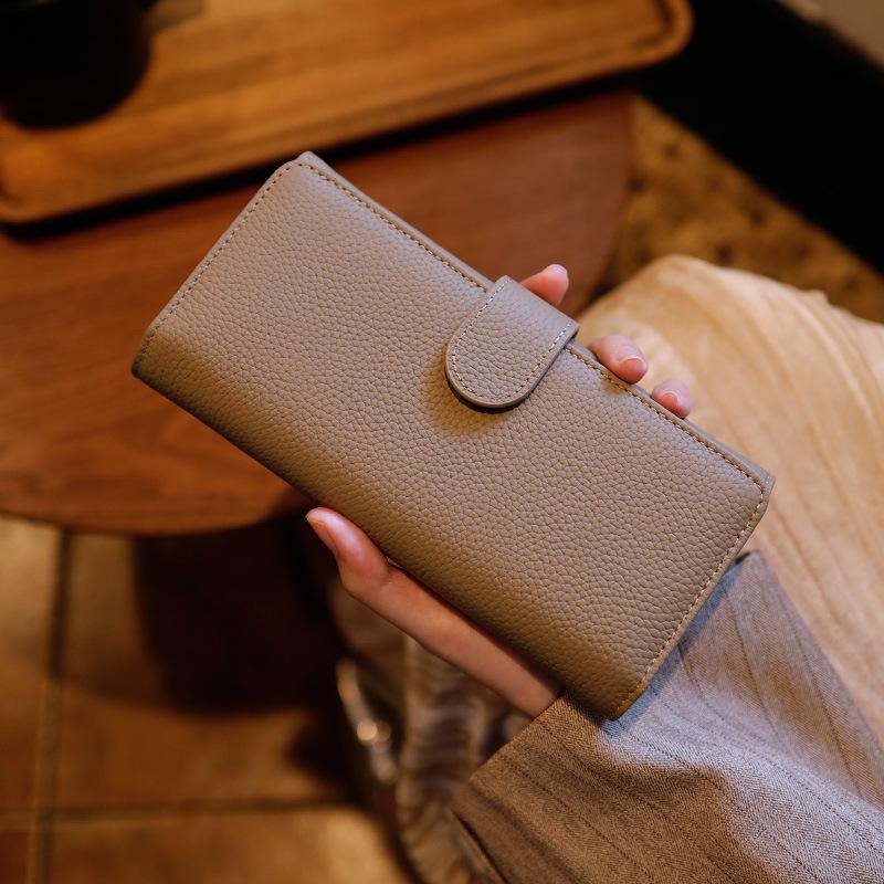 2026 New Women's Top-Grain Leather Lg Wallet & Phe Clutch | Solid Color Multi-Card Mini Handbag | Slim Everyday Carry