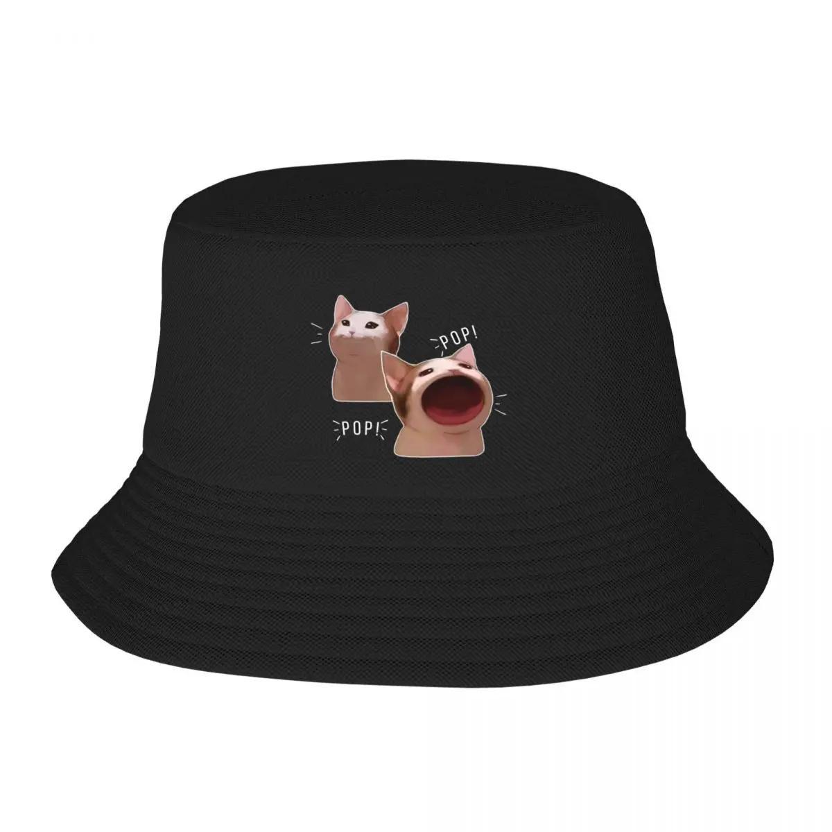 New Popcat Bucket Hat GentleUnisex Hat Black Unisex Hats Womens
