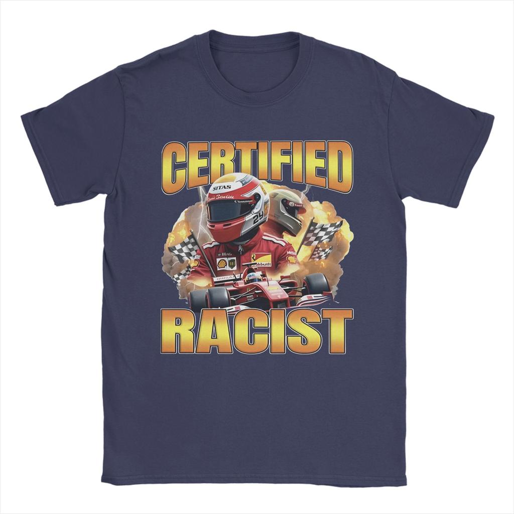 Vintage Professional Certified Racist Racing Meme T-Shirt Men Round Neck Short Sleeve Tops  Cotton Summer Top Tee