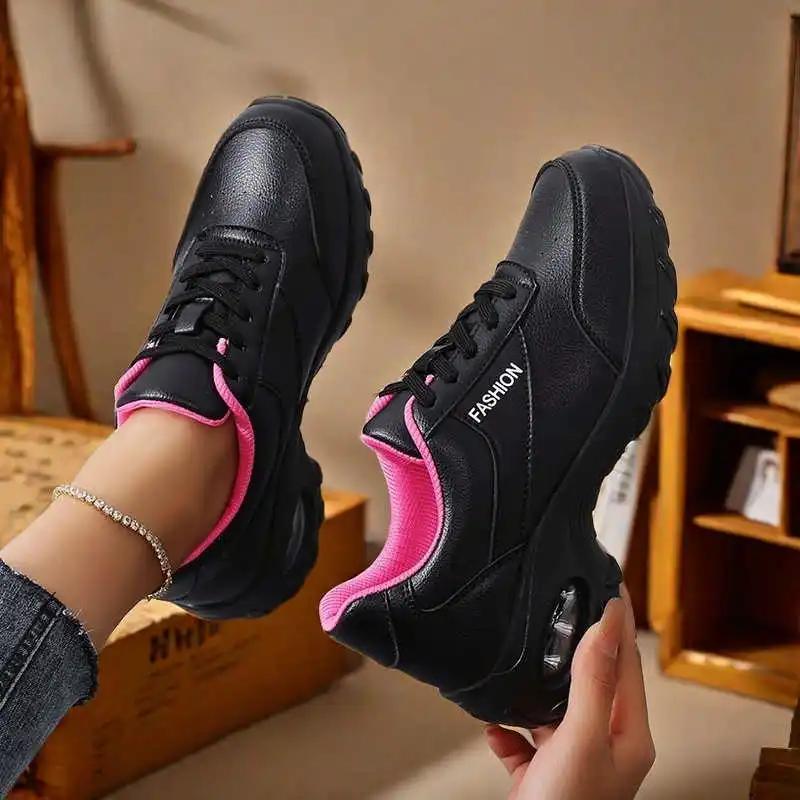 Fashion Synthetic Leather PU Leather Women Lace-up Sneakers Casual Ladies Moccasin Shoes 12 Size Sports Sport Items Tenes Mascolino