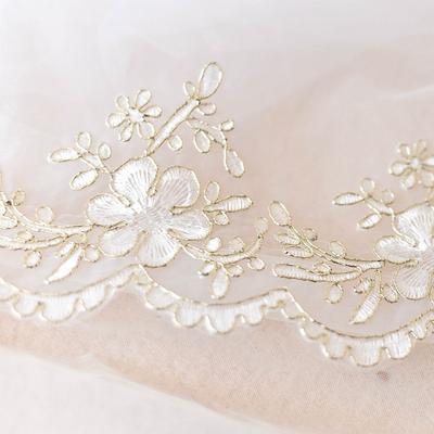 European High-End Car Bone Lace Gold And Silver Strands Clothing Wedding Veil Organza Embroidery Lace Accessories Black