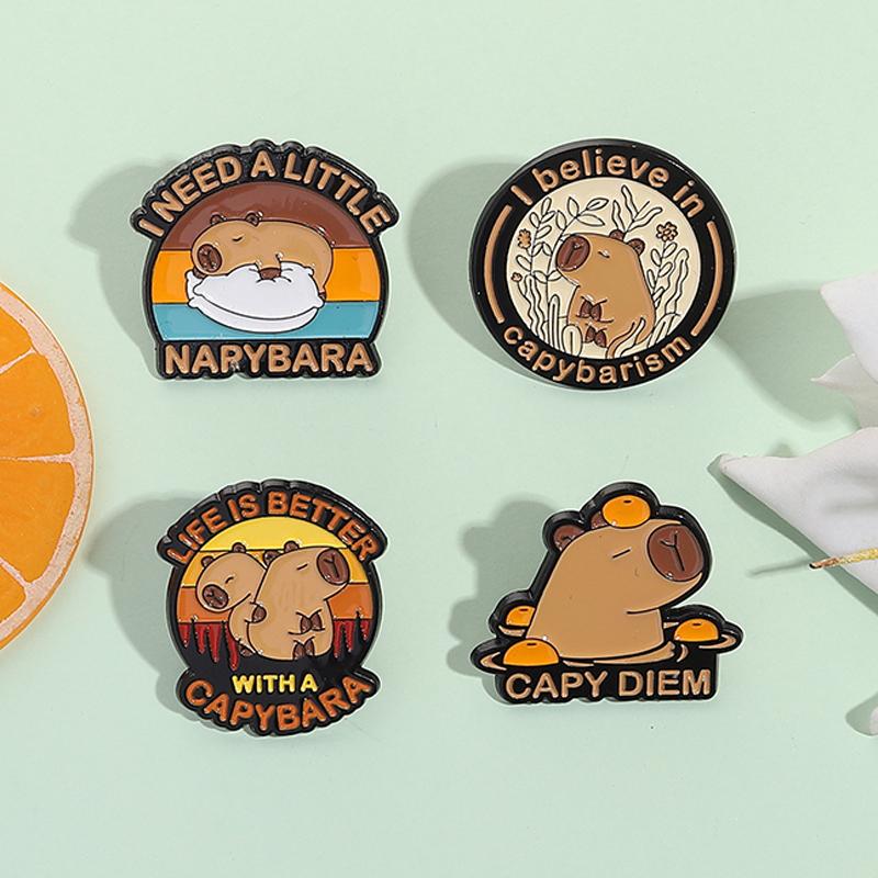 Wierzę Capybariam Emaliowana przypinka Emaliowana przypinka Urocza kapibara Capy Diem Broszki ze zwierzętami Przypinka do klapy Kreskówkowa biżuteria Prezenty dla przyjaciół