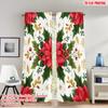 2pcs 2D Flat Printing Merry Christmas Curtains Christmas Poinsettia Holly Berries_d Digital Printed Polyester Drapes Spring Use