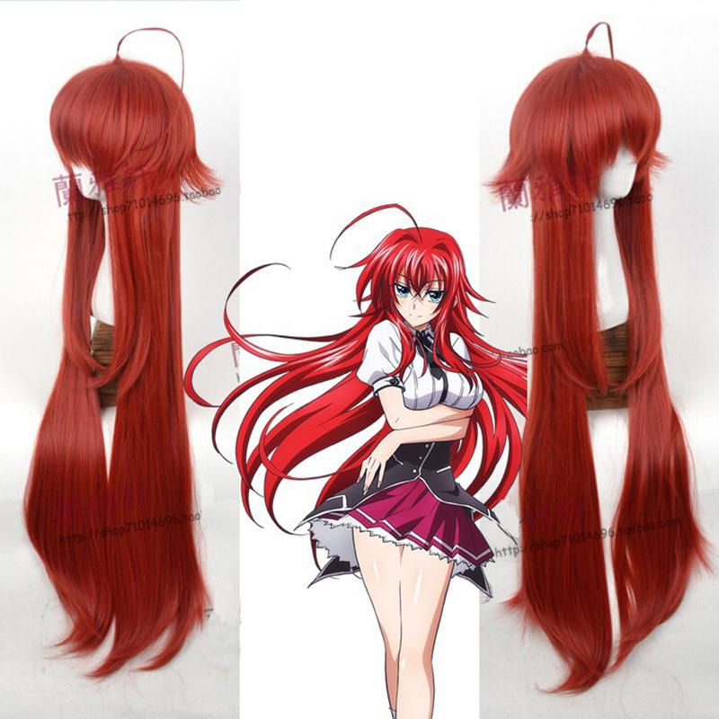 High School DxD Риас Гремори 100 см Длина Винно-красный Термостойкий Парик для Косплея + Бесплатная Шапочка для Парика One Size brown