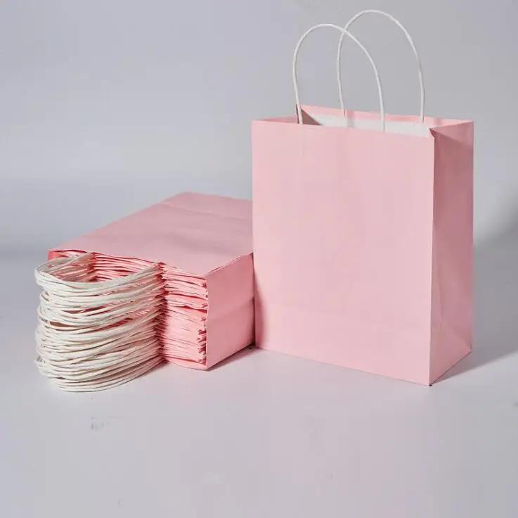 20pcs Kraft Paper Bags with Handle Gift Bags 20.5cmx11cmx28cm Multifuntion Packaging Bags Wedding Party Favor Bag
