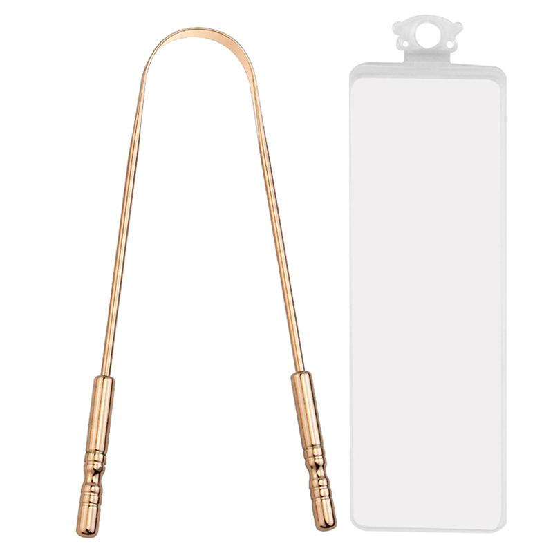 1Pcs Stainless Steel Tongue Scraper U-Shaped Metal Fresh Breath Cleaning Coated Tongue Toothbrush Oral Hygiene Care Tools