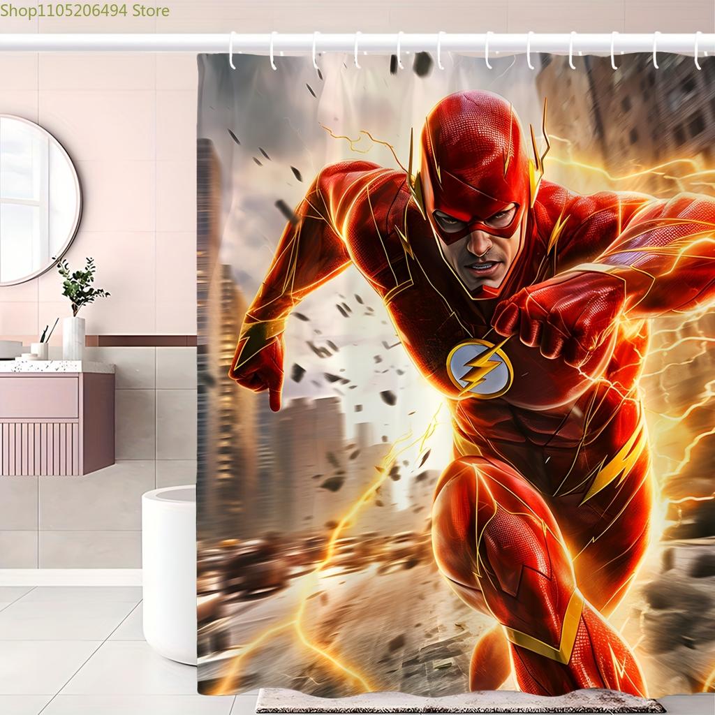 A Warner Bros. Themed Bathroom Set Including a Shower Curtain Made of Machine-Washable Polyester Featuring Designs from Animat