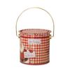 Pack Of 2 Christmas Treat Boxes with Handle Handheld Round Bucket Tinplate Sweets Cookie Container for Party Use