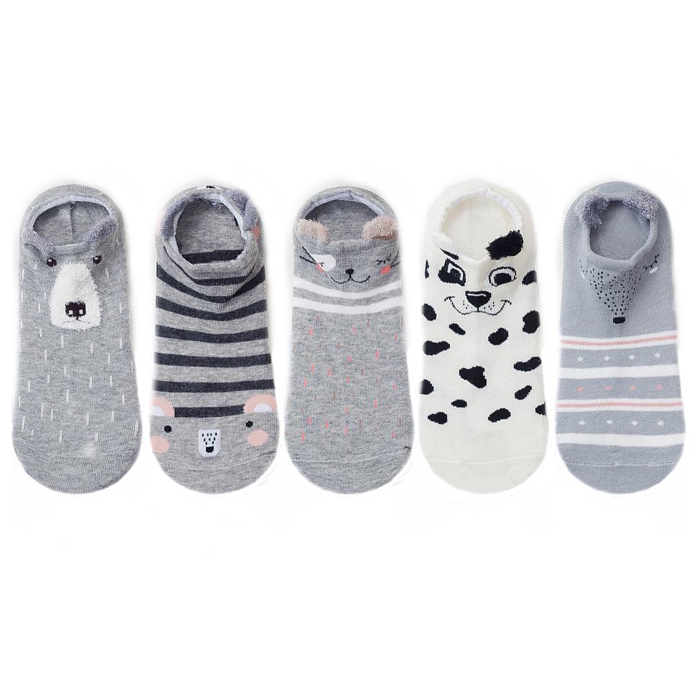 5 pairs women cotton socks stereoscopic Cute Animal Female Kawaii Cat With Dog Summer Short Socks Women Casual Soft Funny Socks