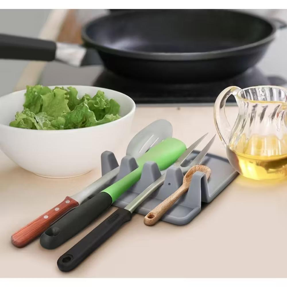 Silicone Utensil Rest with Drip Pad; Spoon Holder for Stove Top; Spoon Rest; Large Spoon Rest; Silicone Spoon Rest; Utensil Rest