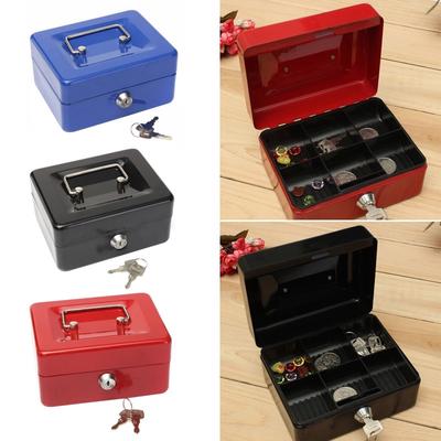 stainless steel metal petty cash box lock bank deposit safe key
