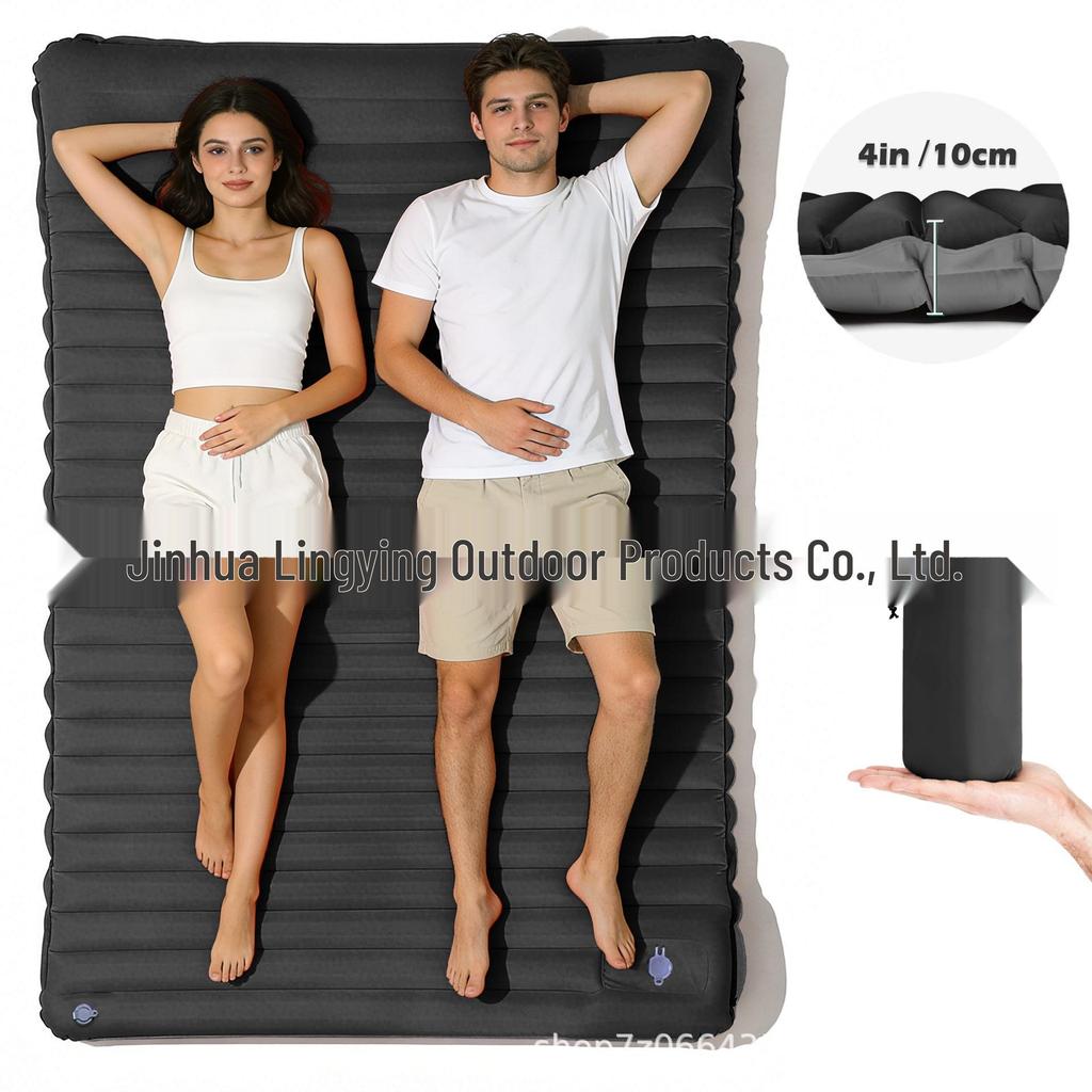 Portable Foot-Operated Double Camping Pad - Lightweight, Moisture-Proof Inflatable Mattress for Outdoor and Car Use
