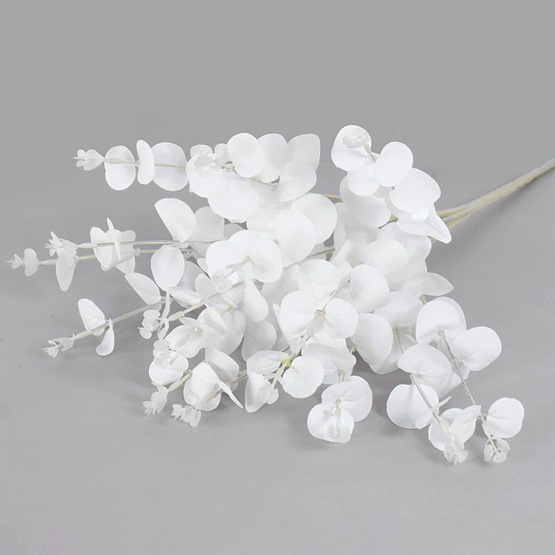 16 Koppen 50cm Kunstbloem Wit Nep Eucalyptus Bladeren Faux Eucalyptus Tak met Stelen voor Huis/Bruiloftsfeest Decor