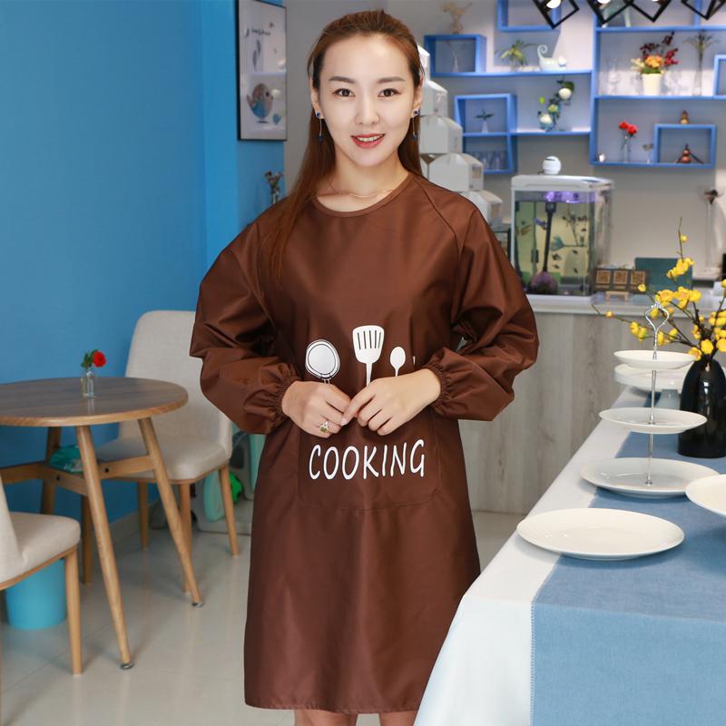 Kitchen Apron Long-sleeved Waterproof and Oil-proof Korean Fashion Blouse for Adults