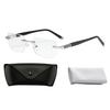 Blue Light Blocking Glasses Rimless Frame Clear Lens Reading Glasses Intelligent Zoom Anti-Glare Eyeglasses for Women Men