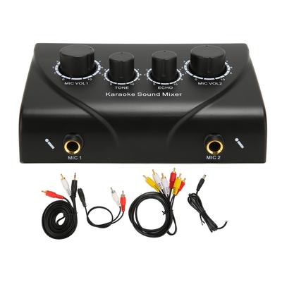 Karaoke Sound Mixer Professional Plug and Play 2 Mic Microphone Pre Amplifier for Home Theatre