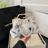 Perlenstickerei Druck Damen Schultertaschen Schlichtheit Trend Drehverschluss Umhängetaschen für Frauen Ketten