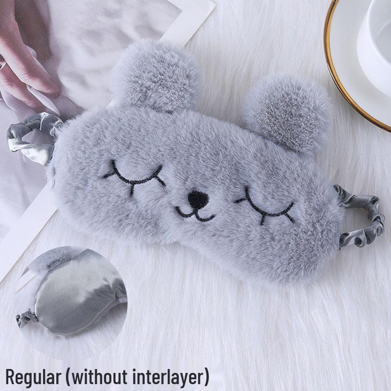 Cute Cartoon Rabbit Ears Plush Silk Eye Mask with Hot and Cold Pack - Comfortable Sleep Mask Available