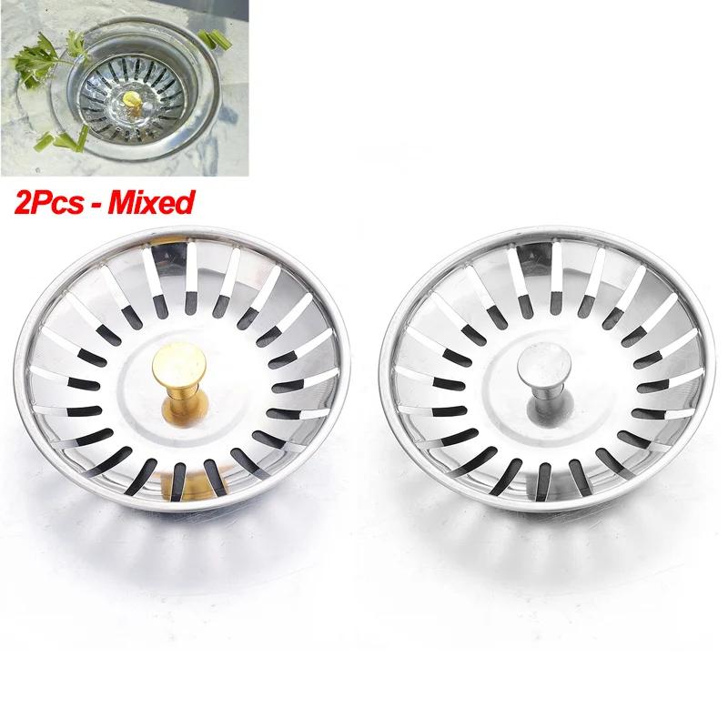 Stainless Steel Kitchen Sink Filter Hole Bathtub Hair Catcher Stopper Bathroom Sewer Drain Strainer Basin Sink Waste Filter Plug