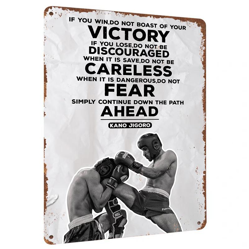 

Inspirational Martial Arts Metal Wall Art Gym Training Room Decor Motivational Quote Boxing Fighting Poster 20x30cm（7.8x11.8inch）