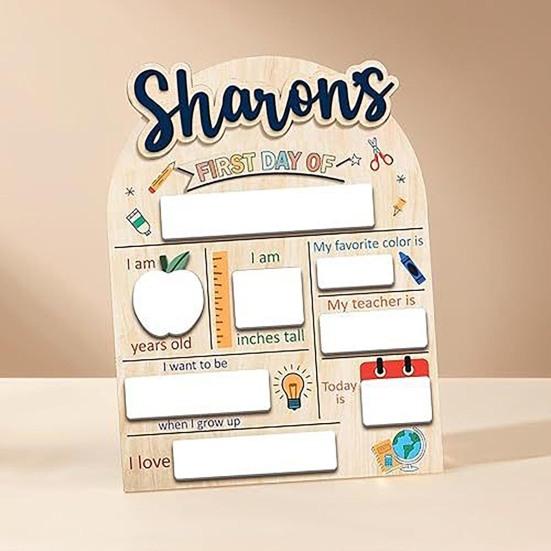 First Day of School Sign Wooden Education Milestone Sign Keepsake Dry Erase Board Back To School Gifts for Kids