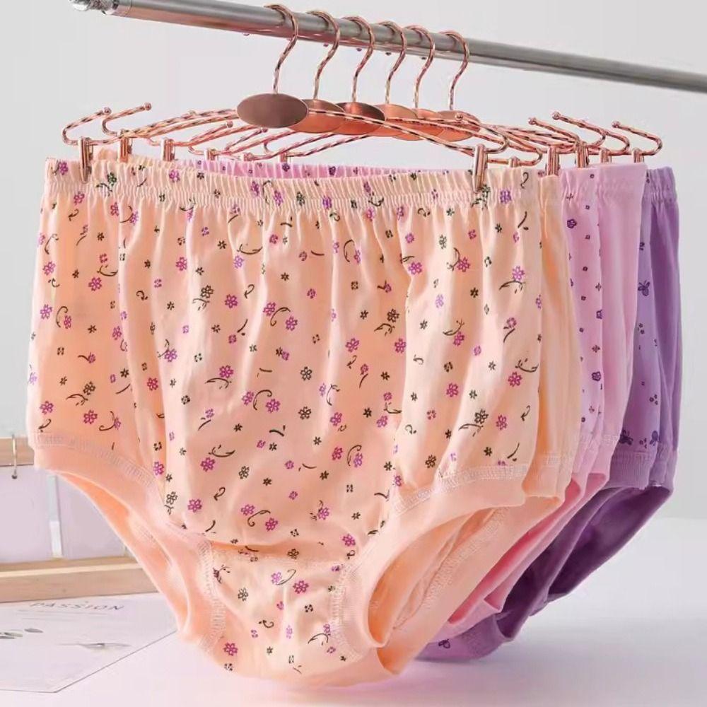 5PCS Underpants Elderly Plus Size Briefs Breathable Women Underwear Flower Cotton Panties  Gifts
