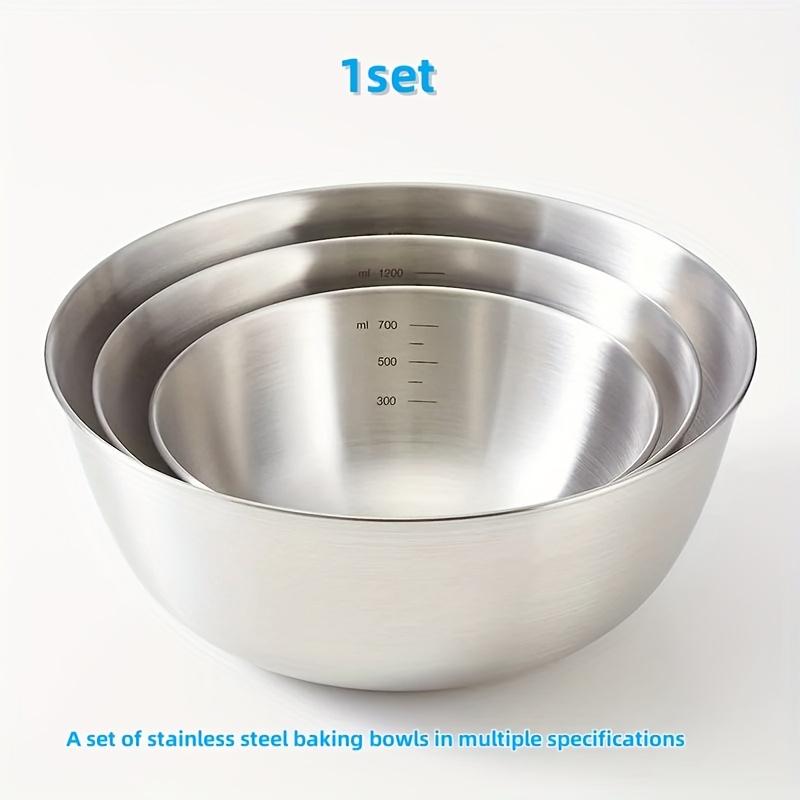 3pcs Stainless Steel Mixing Bowl Set, Used for Cooking, Baking, and Serving, Kitchen/mixing Bowl, Measuring Cup for Baking