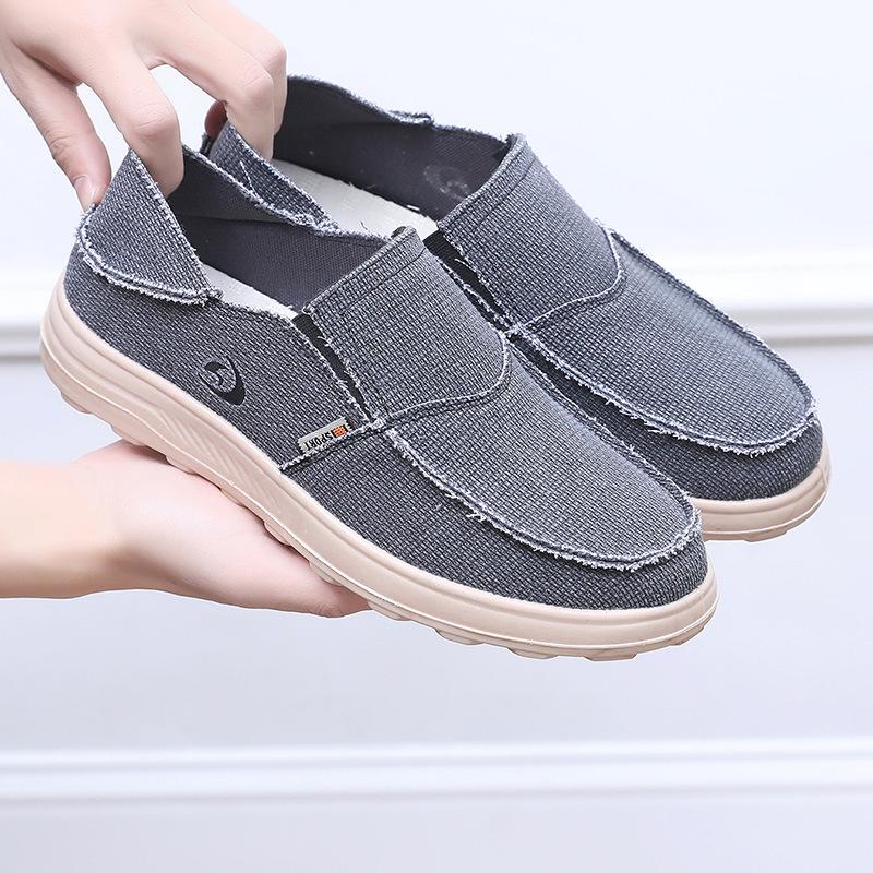 

Одинарная обувь внешнеторговая парусиновая мужская обувь на одном педале повседневная низкая парусиновая обувь лоферы модные мужские полушлепанцы тканевая обувь 38 чёрный