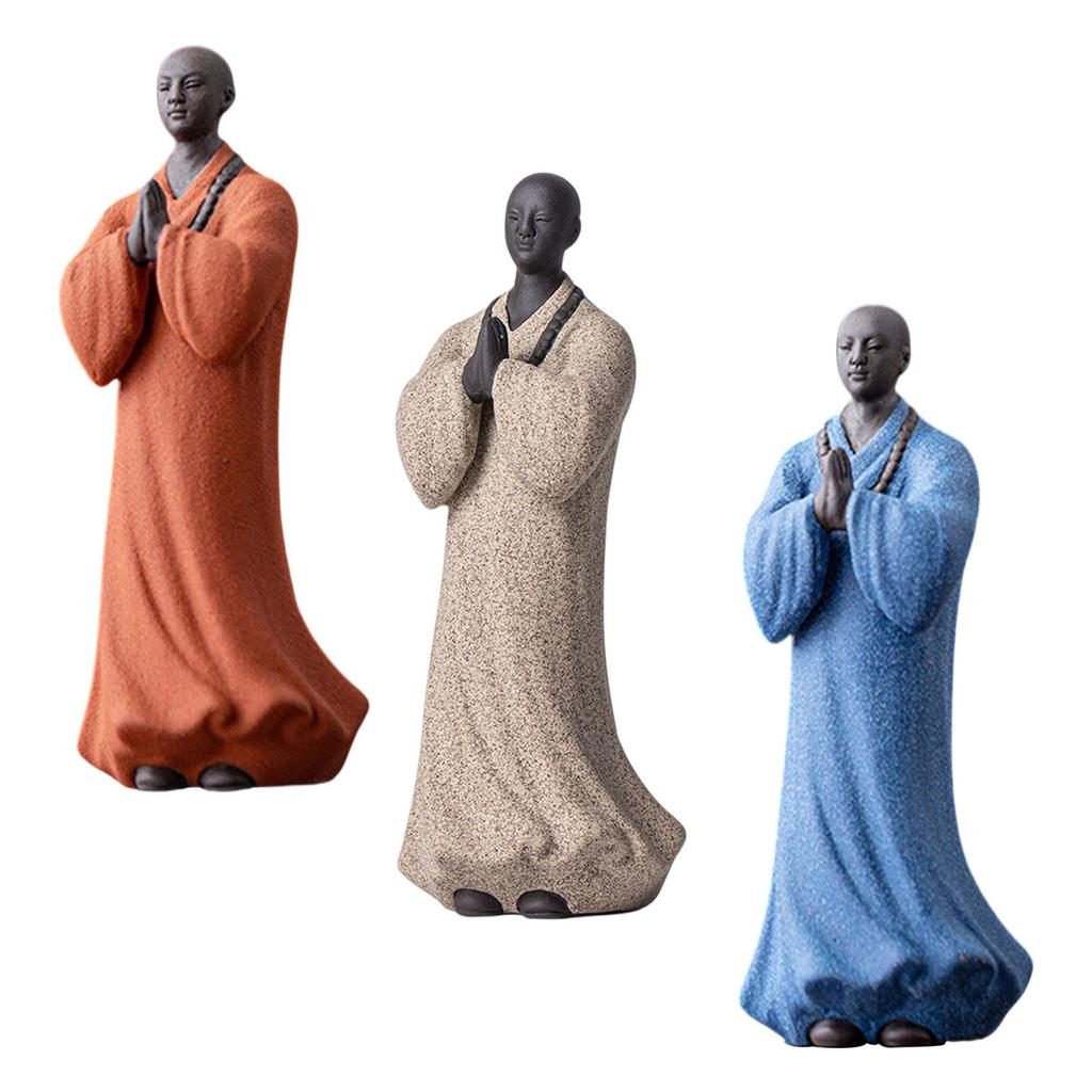 Chinese Buddha Statue Monk Figure Tea Pet Stylish and Elegant Home Decoration Monk Figurine for Business Car Living Room Yard