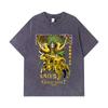 275 GSM Washed T-shirts 100% Cotton Saint Seiya V19 Aries Print Unisex Heavy Cotton T Shirt