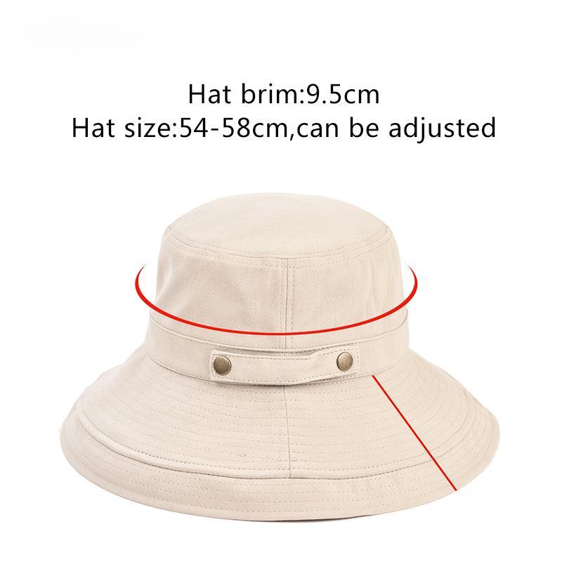 Summer Cotton Sun Hats for Women Beach Travel Foldable Hats with Chinstrap Wide Brim And Breathable Beach Hats