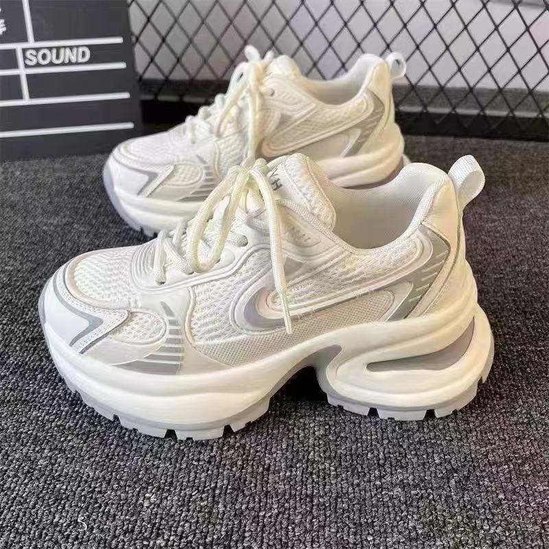 White little man fried street heightening platform dad shoes women's summer new thin mesh breathable sneakers