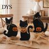 Witch Hat Table Decorations 3Pcs Halloween Decoration, Black Cat Ghost Decor, Fall Home Decor Rustic Farmhouse Wooden Centerpieces for Office
