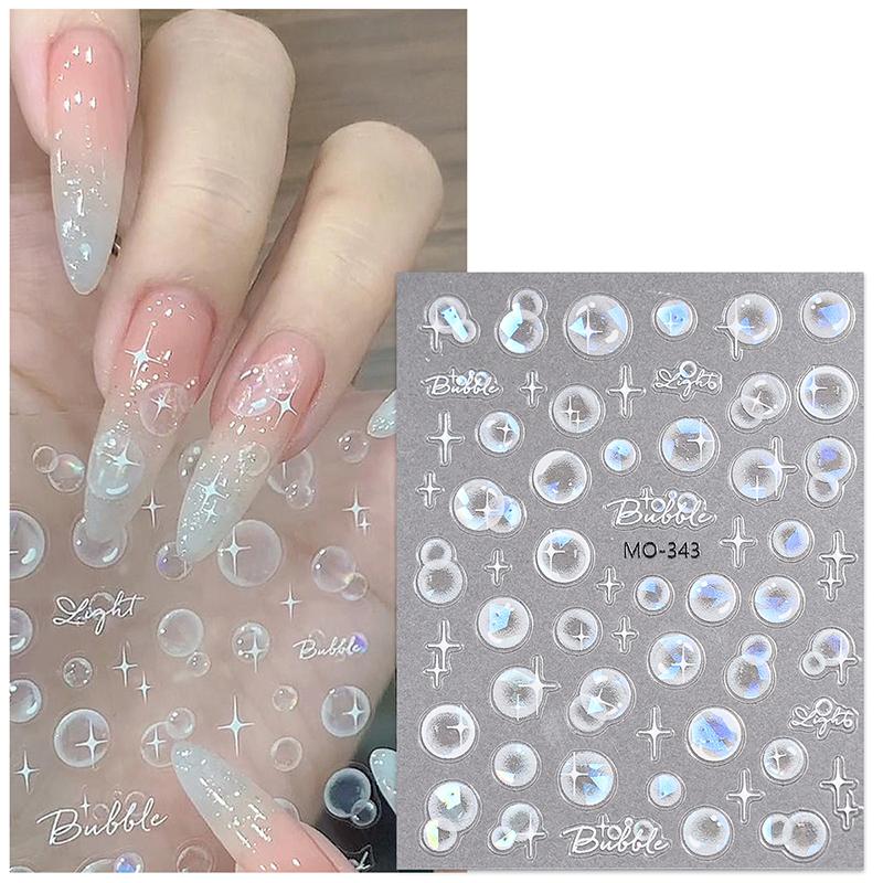 3D Transparent Bubble Nail Art Stickers Nail Decals Self-Adhesive Water Bubble Manicure Slider Diy Nail Decoration Salon Gift