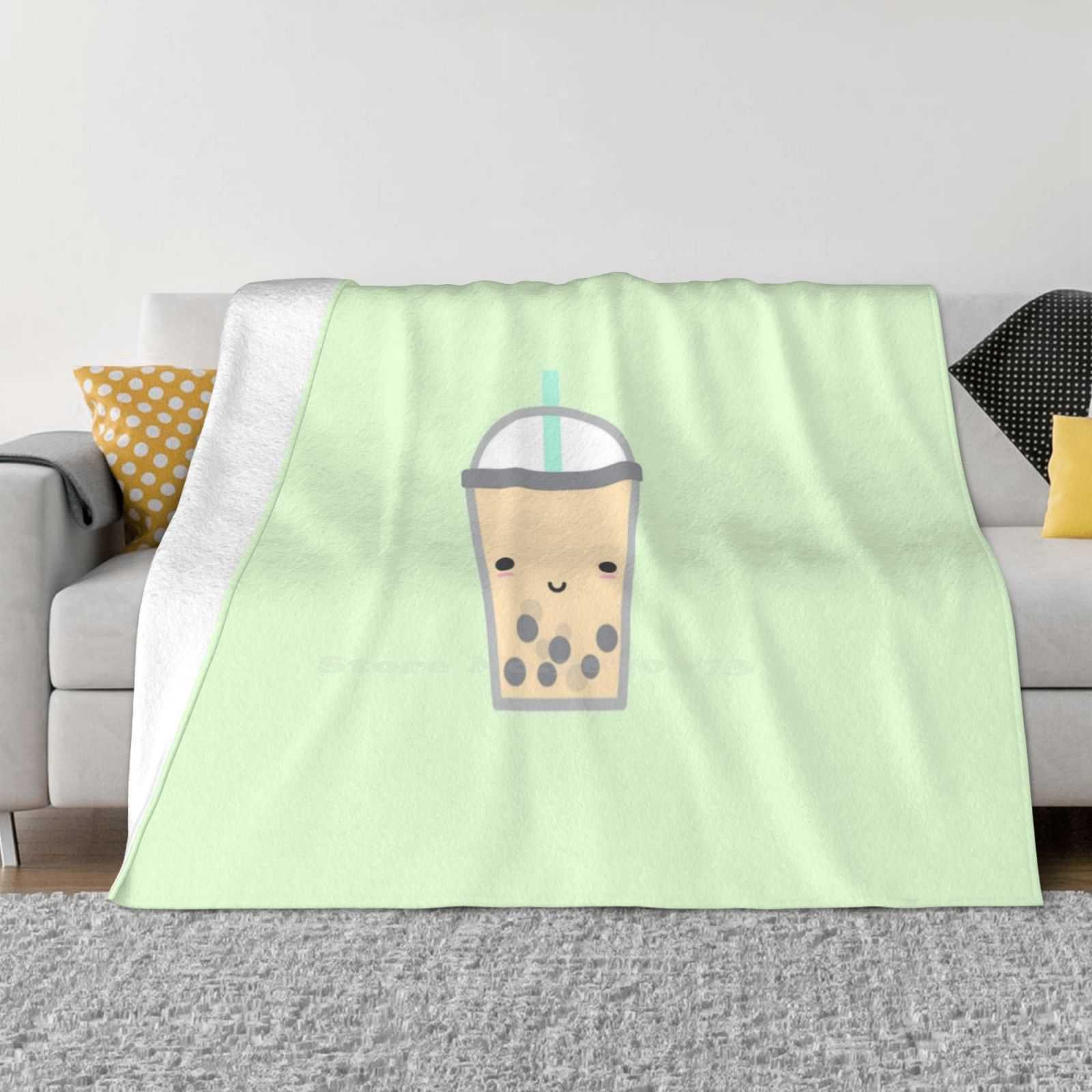 Cute Bubble Tea ( Boba ) For Home Sofa Bed Camping Car Plane Travel Portable Blanket Cute Bubble Tea Chibi Kawaii Bubble Tea 30x40in