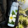 1PC White Plumeria Flower Bloom 750ml Color Plastic Sports Water Bottle Leakproof Flip Straw Lid For Sports Office Home Use
